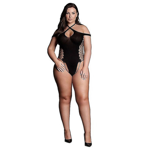 Le Desir Shade Leda XIII Body with Crossed Neckline and Off Shoulder Straps Black - Teddies and Bodysuits