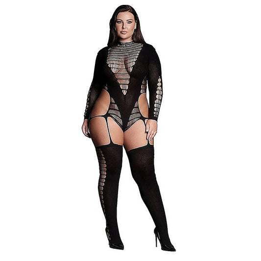 Le Desir Shade Kalyke XXIII Womens Bodystocking with Turtleneck Black - Body Stockings
