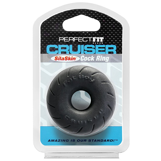 Cruiser Ring SilaSkin Black by Perfect Fit - Stretchy Cock Rings