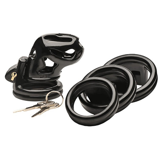 Master Series Hard Stop Double Ring Mens Chastity Cage - Male Chastity