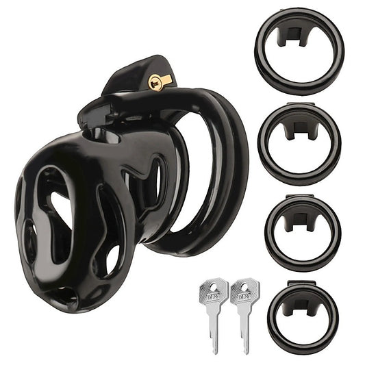 Hard Stop Double Ring Chastity Cage by XR Brands - Male Chastity