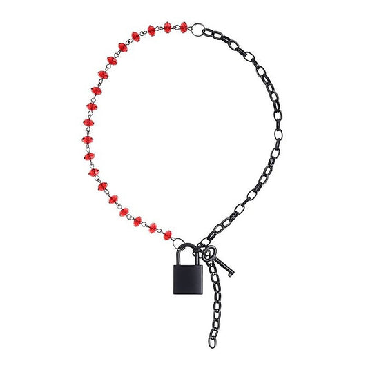 Sportsheets S&M Exs & Ohs Crystal Day BDSM Collar Jewellery Red/Black - Collars and Leads
