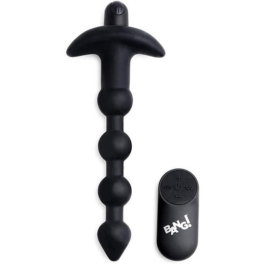 XR Brands Bang Remote Control Vibrating Anal Beads Black - Anal Beads and Balls