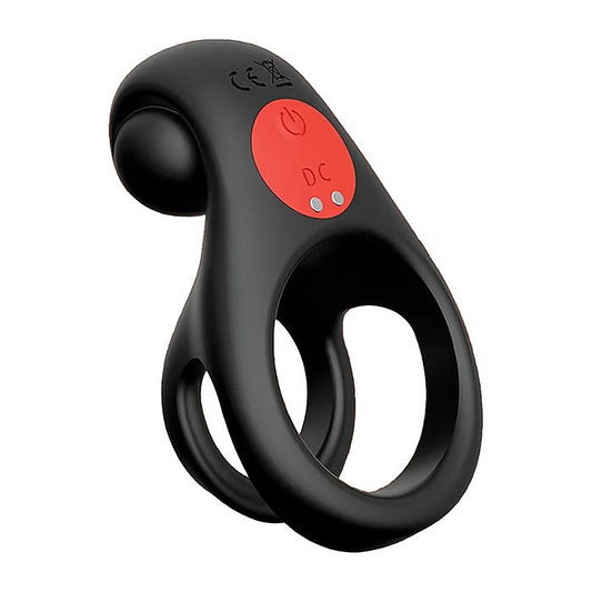 Icon Brands Red Dot V2 Vibrating Cock and Ball Ring Black - Vibrating Cock Rings