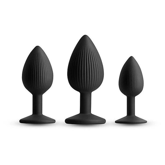 Renegade Triple Ace Textured Anal Plug Kit Black - Butt Plugs