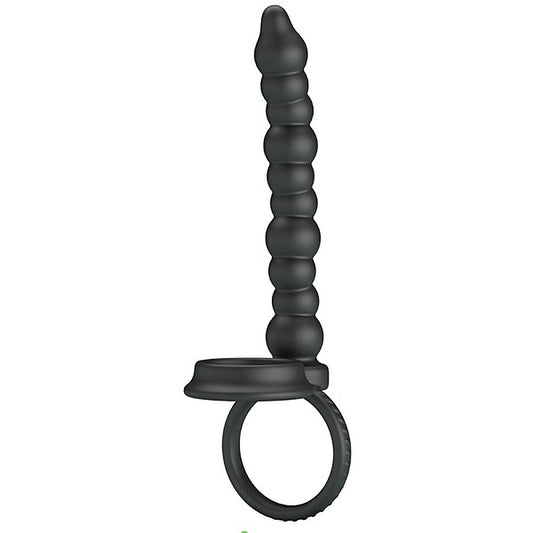 Pretty Love Dillion Anal Beads With Cock Ring Black - Anal Beads and Balls