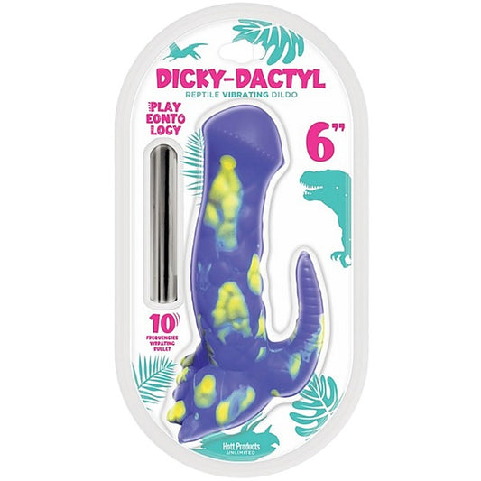 Hott Products Dicky Dactyl 6 Inch Viobrating Dong Purple - Vibrating Dildos