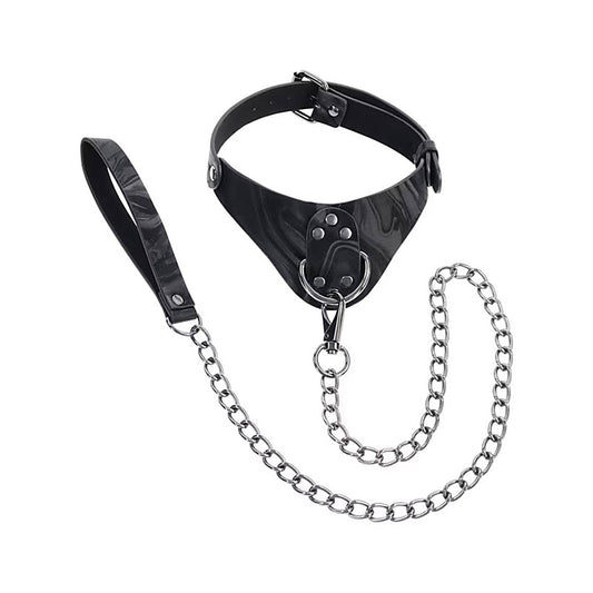 Sportsheets Velvet Noir Bondage Collar and Leash - Collars and Leads