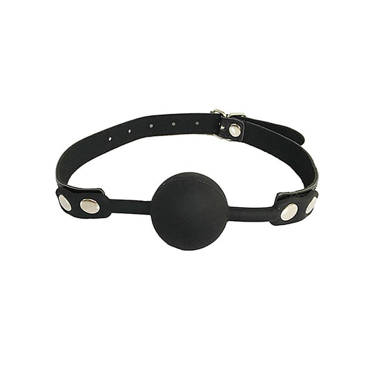 Love In Leather Fetish Play Gag with Silicone Ball - Bondage Gags and Bits