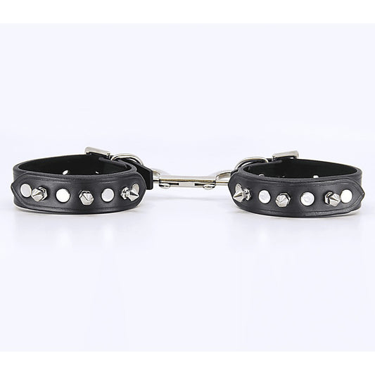 Love In Leather Spiked Leather Bondage Wrist Cuffs