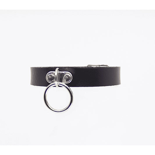 Love In Leather Centre Ring Faux Leather Choker - Collars and Leads