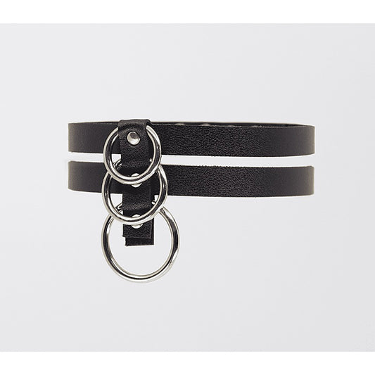 Love In Leather Double Strap Faux Leather Choker - Collars and Leads