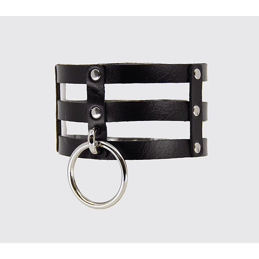 Love In Leather Triple Strap Faux Leather Choker - Collars and Leads