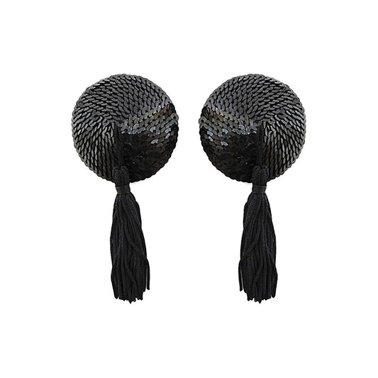 Love In Leather Round Sequin Nipple Tassels - Breast and Nipple Toys