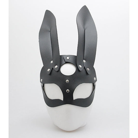 Love In Leather Half Face Leather Rabbit Mask - Masks And Blindfolds