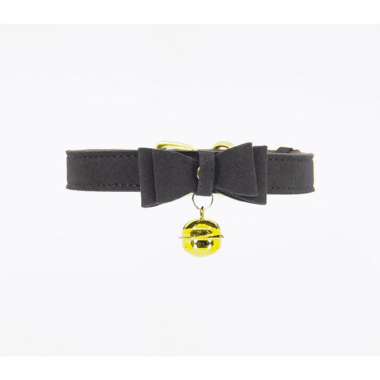 Berlin Baby Faux Suede Leather Bow Cat Bell Collar - Collars and Leads