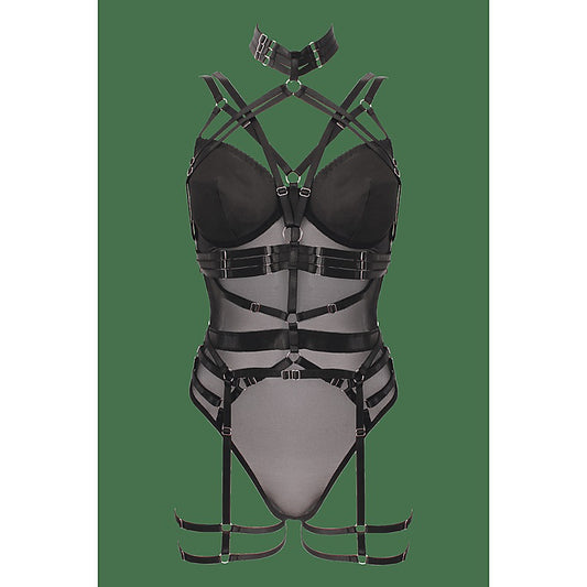 Muse Lingerie 3 Piece Bodysuit With Elastic Brace Top - Her Fetish