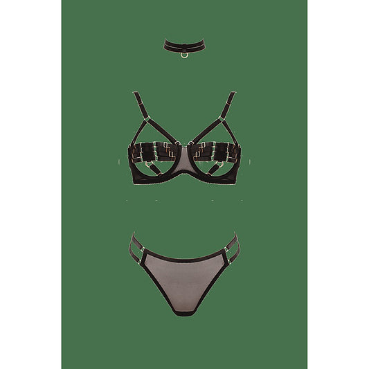 Muse Lingerie 3 Piece Peek a Boo Bra and Panty Set - Her Fetish