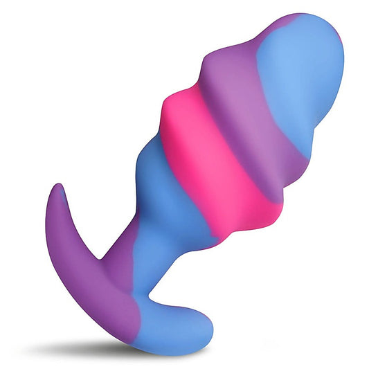 Unicorn Swirl Silicone Large Butt Plug by XR Brands - Butt Plugs