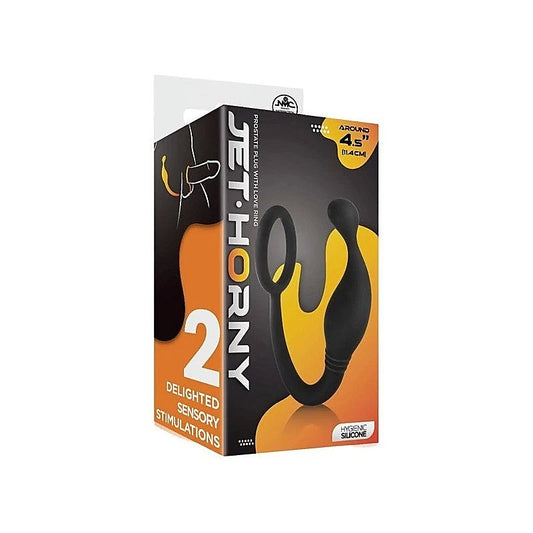 Excellent Power Prostate Plug with Love Ring Black - Prostate Toys