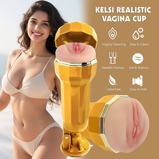 Chisa Kelsi Vibrating Realistic Vagina Cup - Masturbators and Strokers