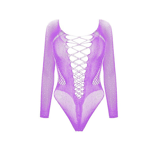 Love In Leather Sexy Extreme Plunge Rhinestone Bodysuits - Teddies and Bodysuits
