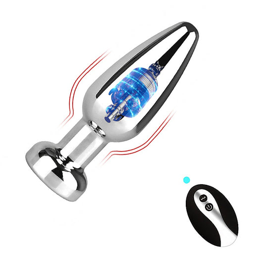 BDStyle Rechargable 10 Settings Vibrating Metal Butt Plug - Butt Plugs
