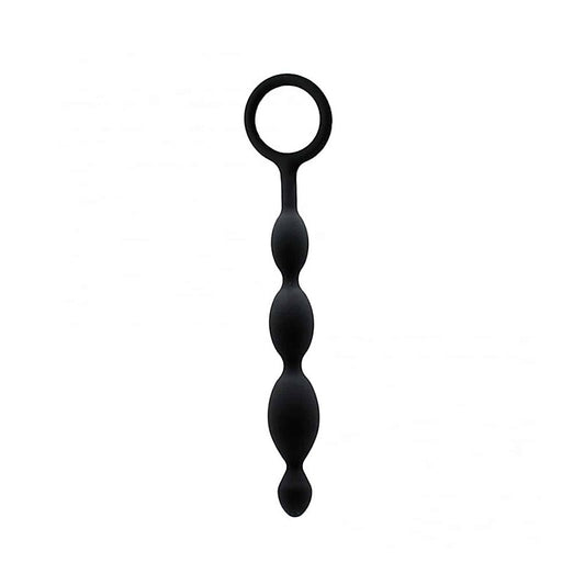 Love In Leather Silicone Anal Beads With Ring Pull - Anal Beads and Balls