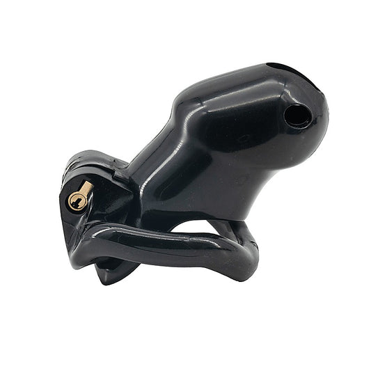 Love In Leather Resin Male Chastity Cage Black - Male Chastity