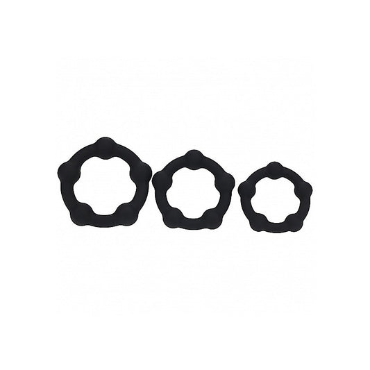 Shots LEVELZ Beaded Silicone Cock Ring Set of 3 Sizes - Cock Ring Sets