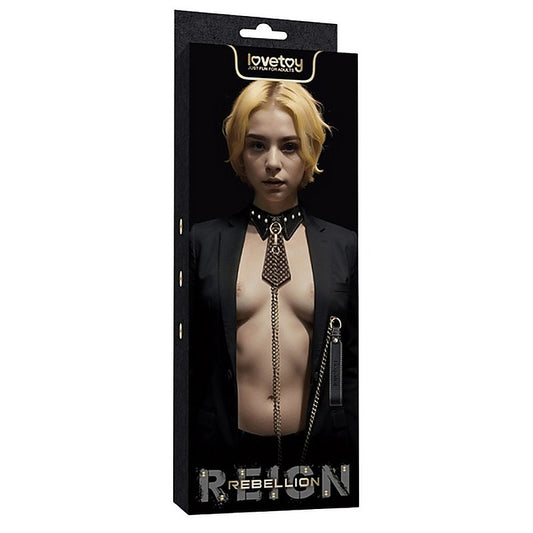 Lovetoy Rebellion Reign Bondage Collar and Leash - Collars and Leads