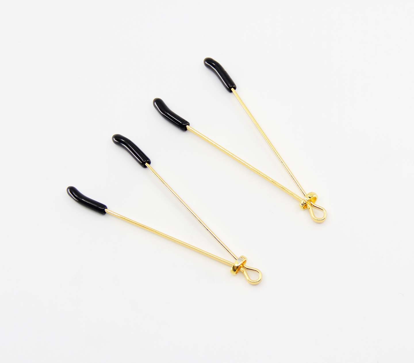 Love In Leather Tweezer Style Nipple Clamps Gold Nipple and Clit Clamps