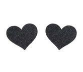 Love In Leather Glitter Heart Womens Nipple Covers Black Breast and Nipple Toys
