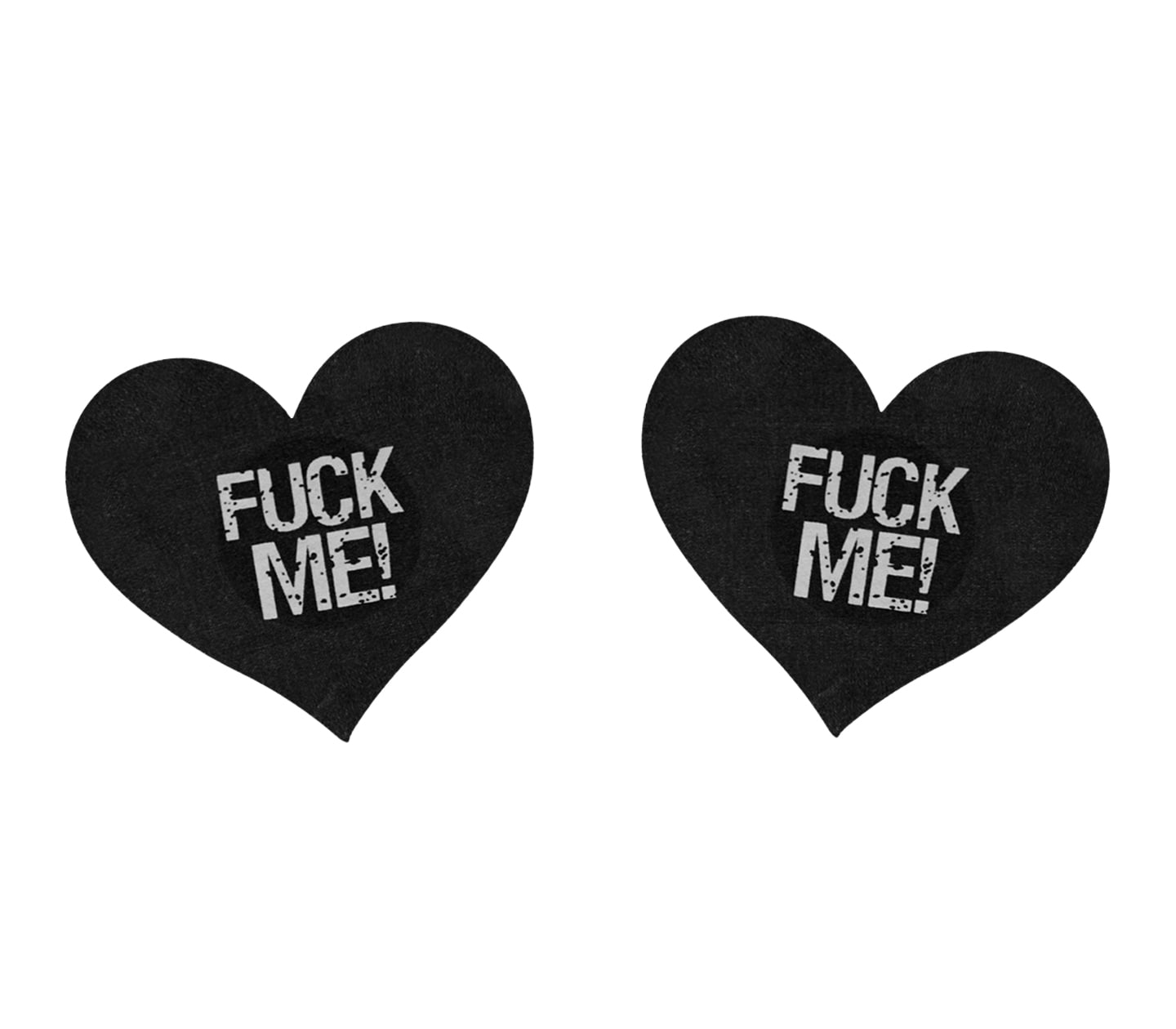 Love In Leather Fuck Me Satin Heart Nipple Pasties Black Breast and Nipple Toys