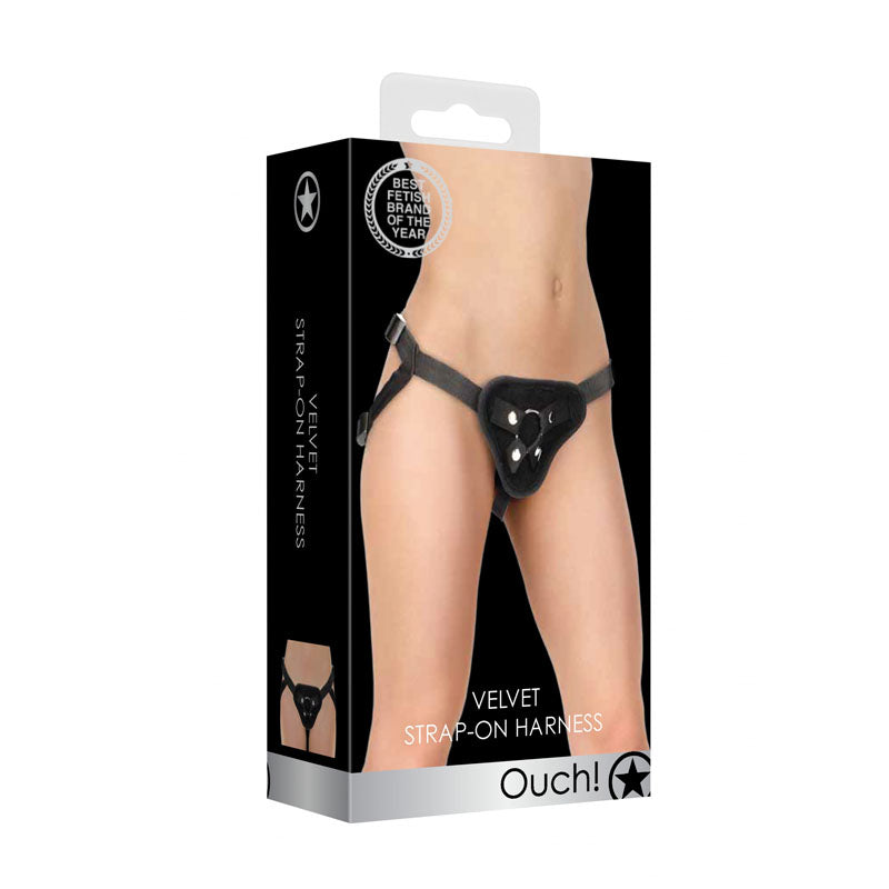 Shots Toys OUCH! Velvet & Velcro Strap On Harness Black Strap On Sextoys