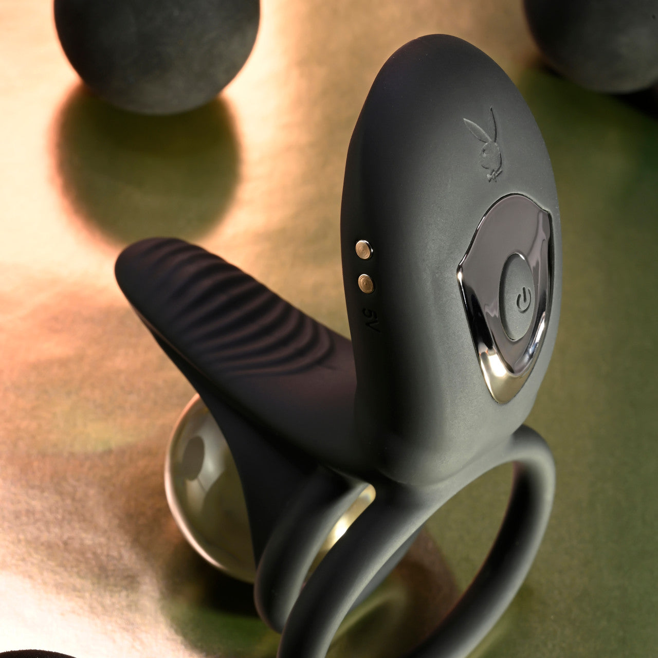 Playboy Pleasure JUST RIGHT Vibrating Cock Ring Black Vibrating Cock Rings