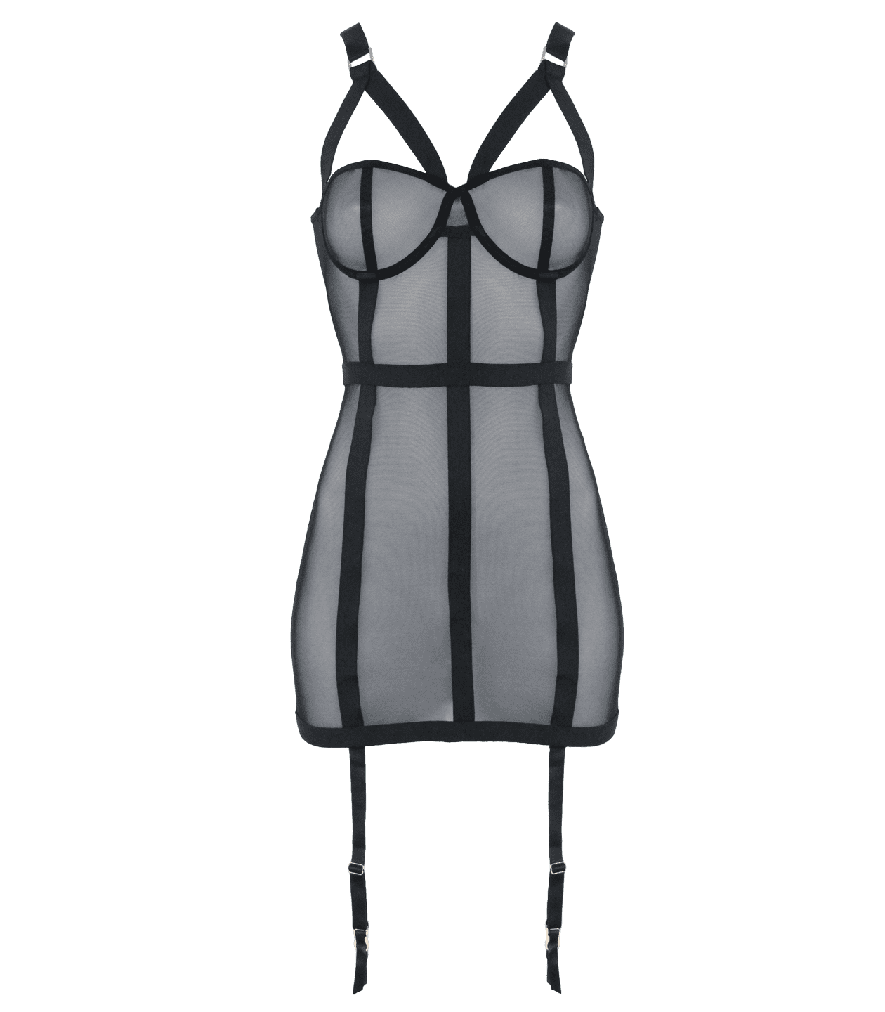 Muse Elastic Banding Black Mesh Womens Dress Small Her Fetish