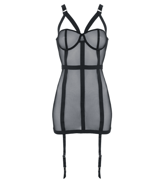 Muse Elastic Banding Black Mesh Womens Dress - Her Fetish