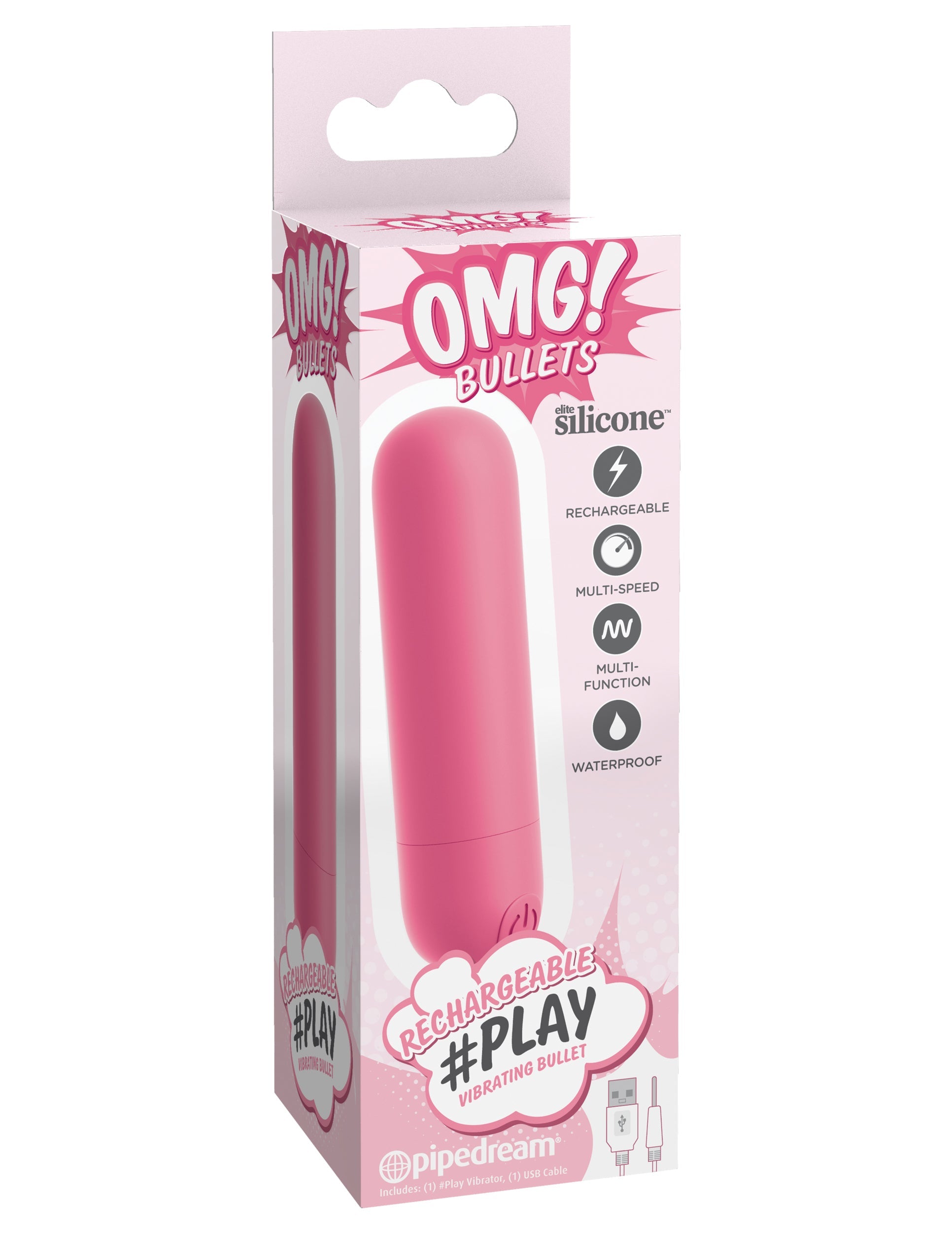 Pipedream OMG! Bullets #Play USB Rechargeable Bullet Pink Bullet Vibrators