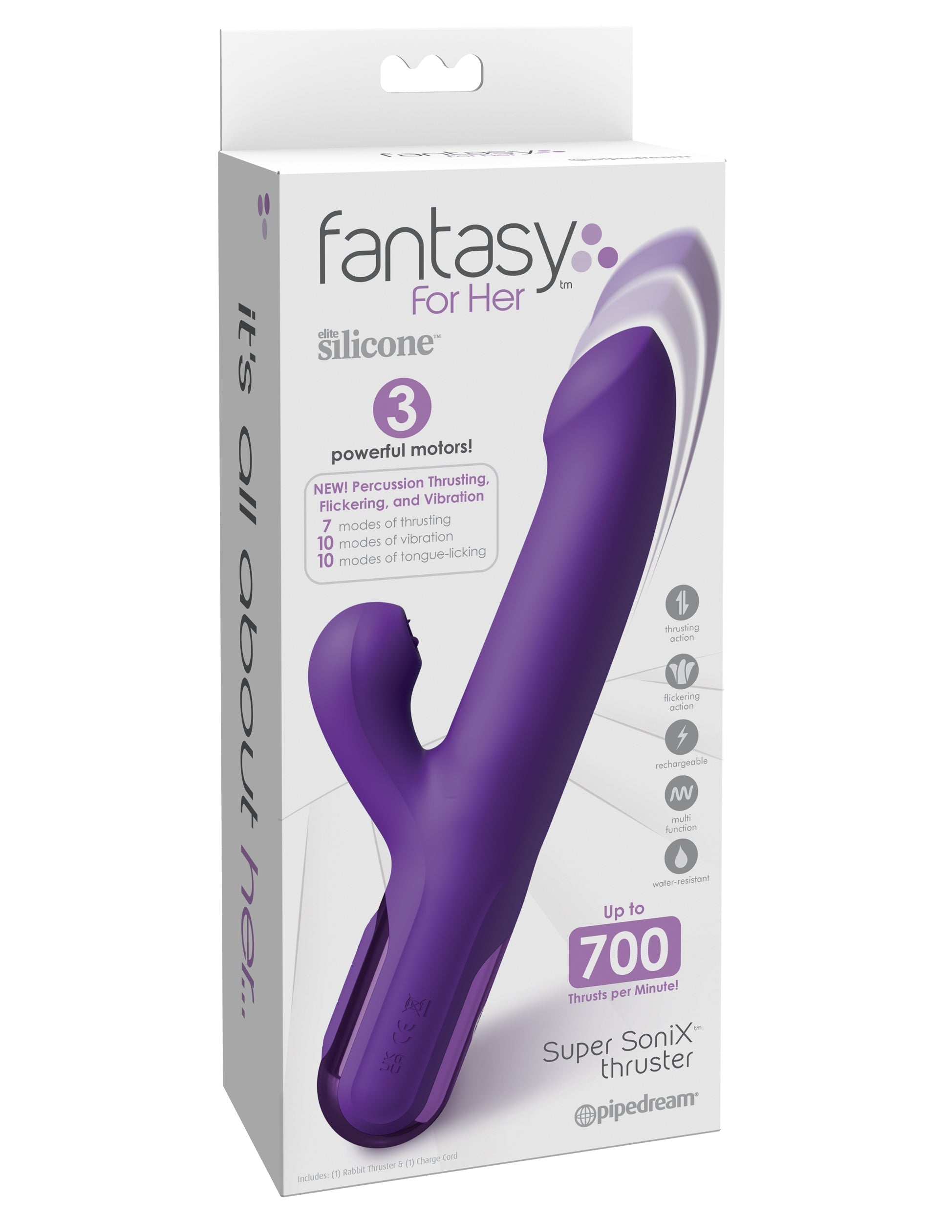 Fantasy For Her Super SoniX Thruster Rabbit Vibrator Purple Rabbit Vibrators