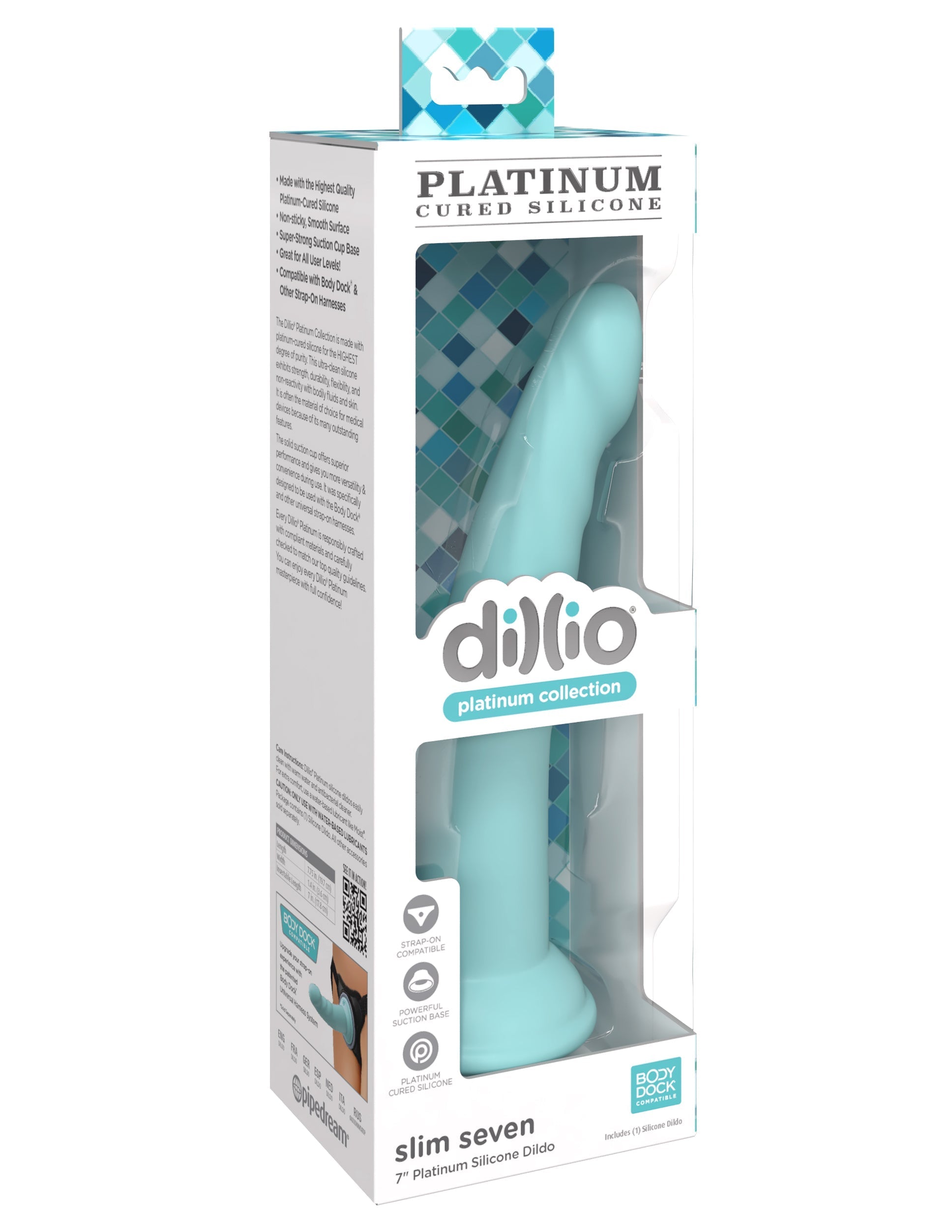 Pipedream Dillio Platinum Slim Seven 7 inch Strap-On Dildo Realistic Dildos