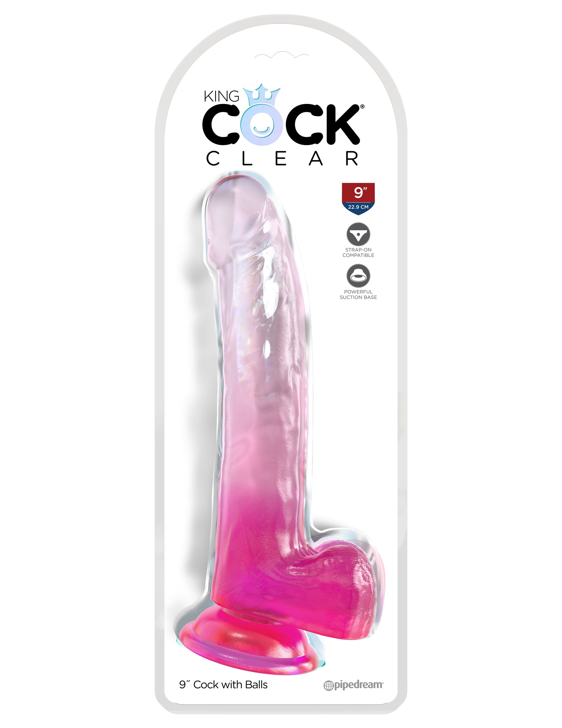 King Cock Clear 9 inch Realistic Cock with Balls Realistic Dildos