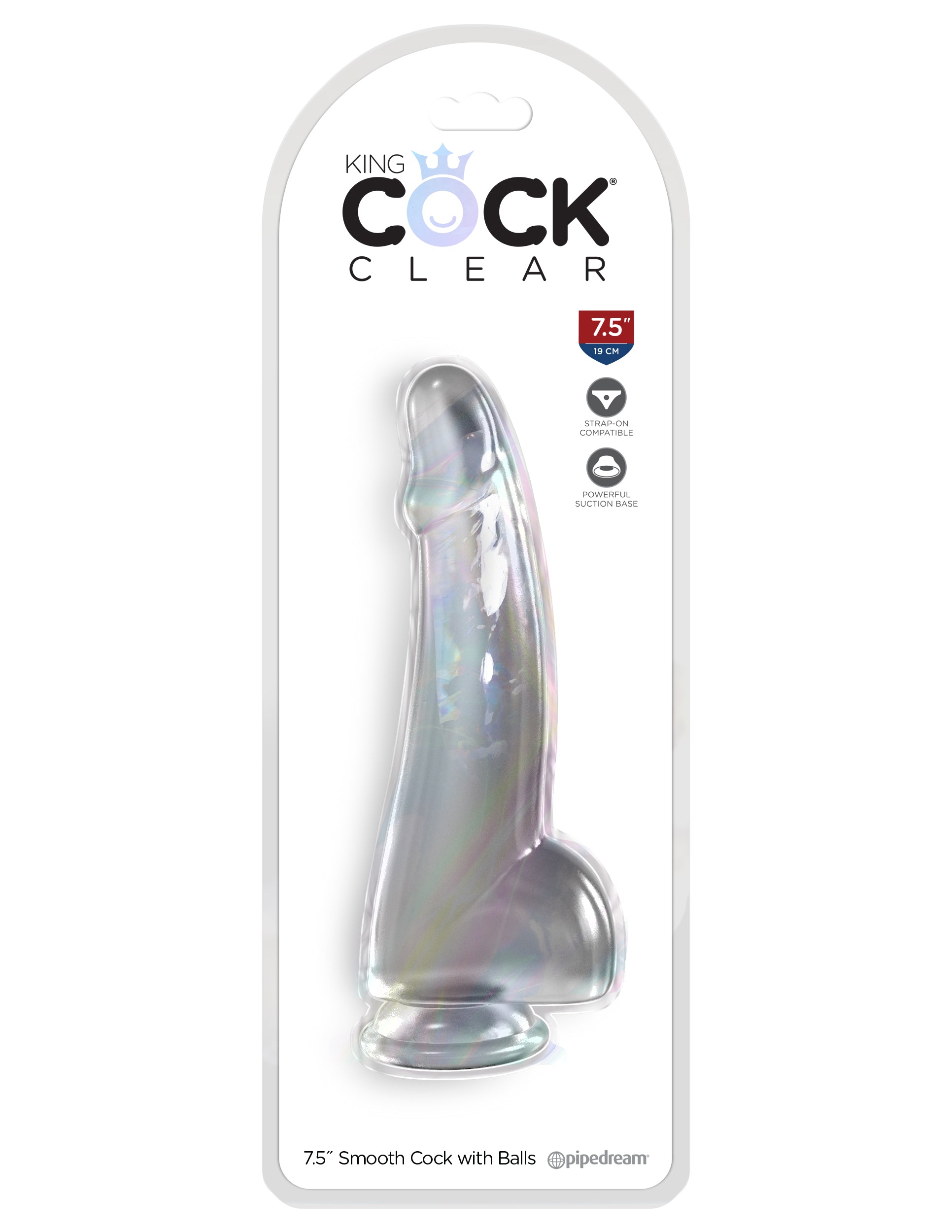King Cock Clear Suction Cup Base Dildo with Balls - Clear Realistic Dildos