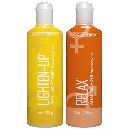 Doc Johnson Lighten-Up + Relax 2-Pack Anal Lube Set - Delay and Excite Sprays