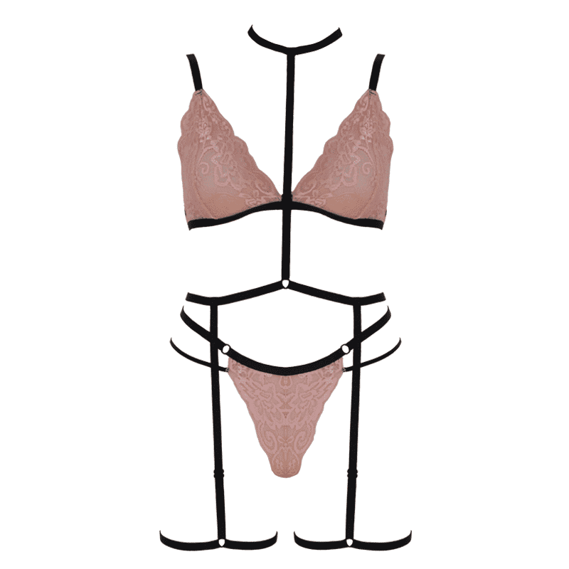 Muse Triangle Bralette With Double Waist Strap Pink Small Her Fetish