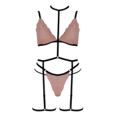 Muse Triangle Bralette With Double Waist Strap Pink Small Her Fetish