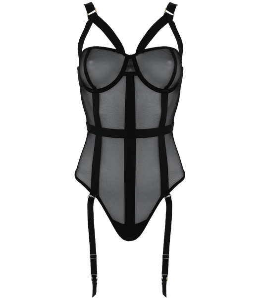 Muse Black Mesh One Piece Womens Fetish Teddy - Her Fetish