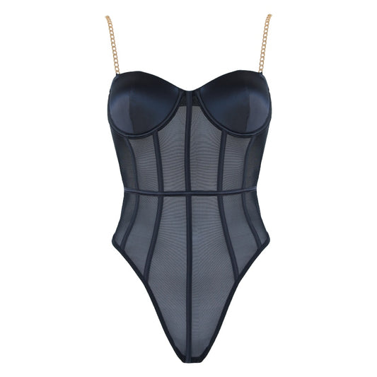 Muse Lingerie Sexy Soft Black Mesh Womens Bodysuit - Her Fetish