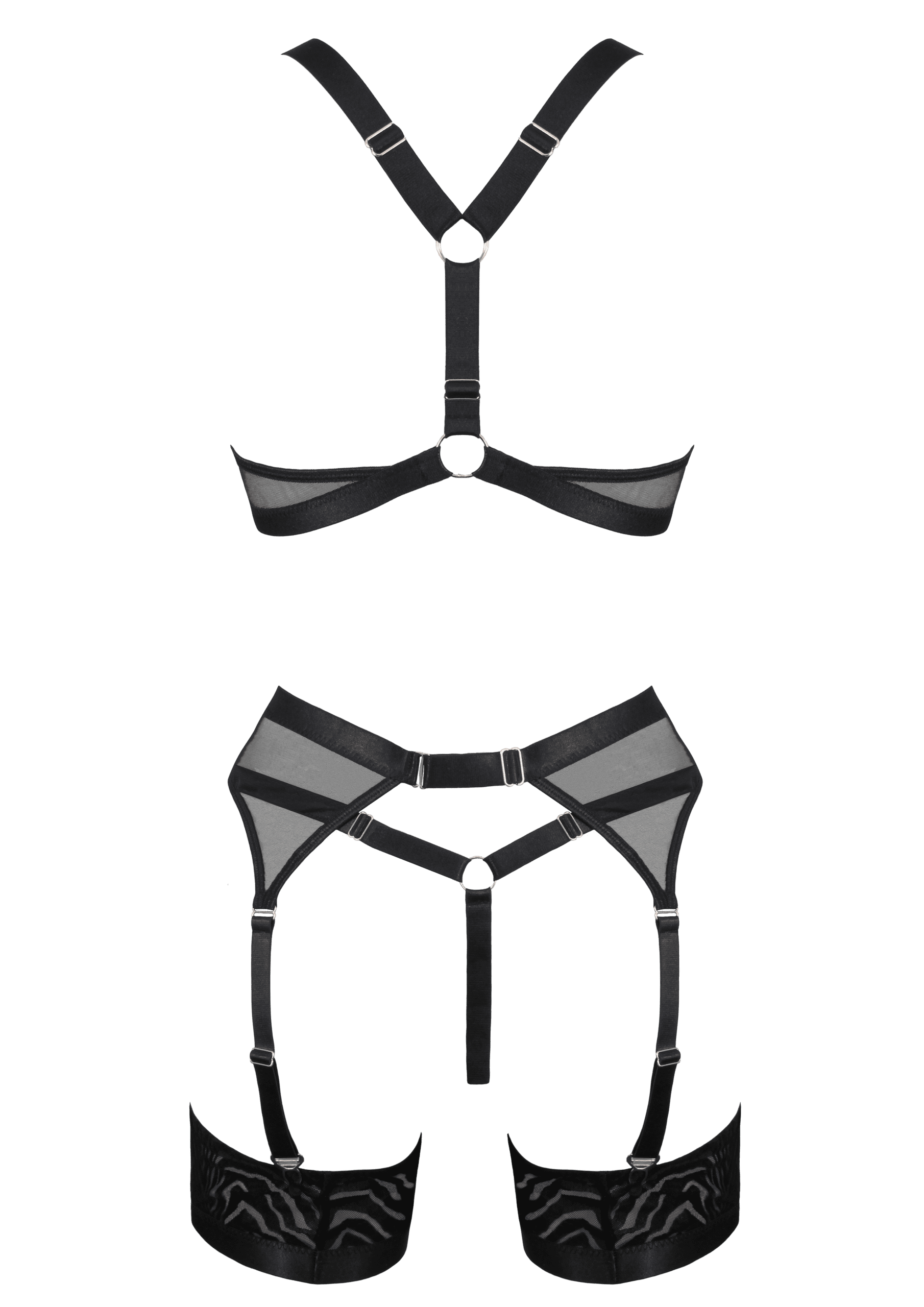 Muse 5-Piece Fetish Play Sexy Womens Lingeri Set Black Her Fetish