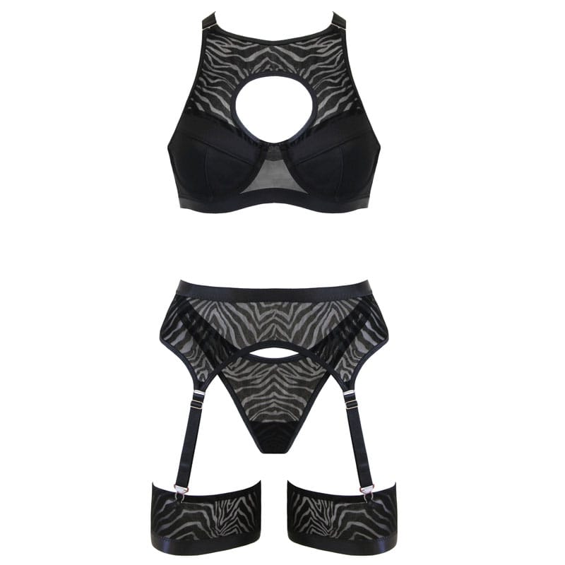 Muse 5-Piece Fetish Play Sexy Womens Lingeri Set Black Black Large Her Fetish